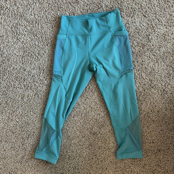 Lululemon Wunder Under High-Rise Crop Mesh in Teal, SIZE 6 - Picture 2 of 6